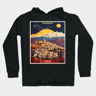 Granada Spain Starry Night Travel Tourism Retro Vintage Art Hoodie